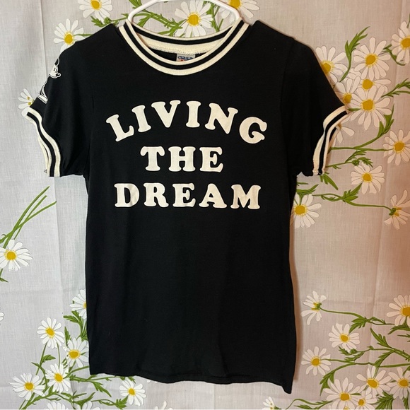 Junk Food Clothing Tops - Junk Food Clothing Disney Mickey Mouse living the dream black white graphic tee